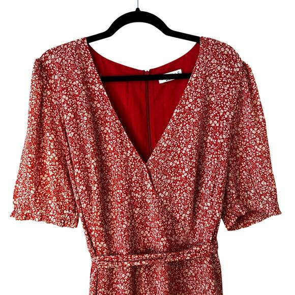 Estelle New Women's Ditsy Floral Asymmetrical Midi Dress Red Plus Size 4X Fairy - Picture 4 of 13